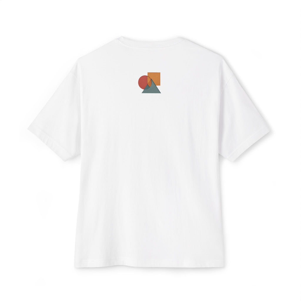 Abstract Geometric Unisex Oversized Boxy Tee, Casual Summer T-Shirt, Gift for Her, Minimalist Graphic Tee, Eco-Friendly Fashion