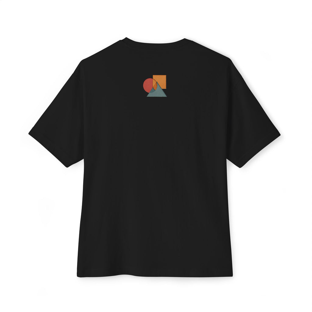 Abstract Geometric Unisex Oversized Boxy Tee, Casual Summer T-Shirt, Gift for Her, Minimalist Graphic Tee, Eco-Friendly Fashion