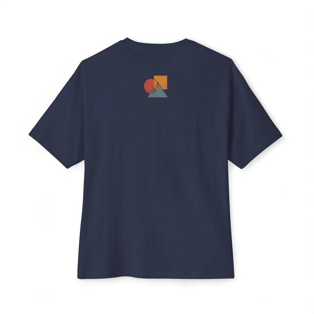 Abstract Geometric Unisex Oversized Boxy Tee, Casual Summer T-Shirt, Gift for Her, Minimalist Graphic Tee, Eco-Friendly Fashion