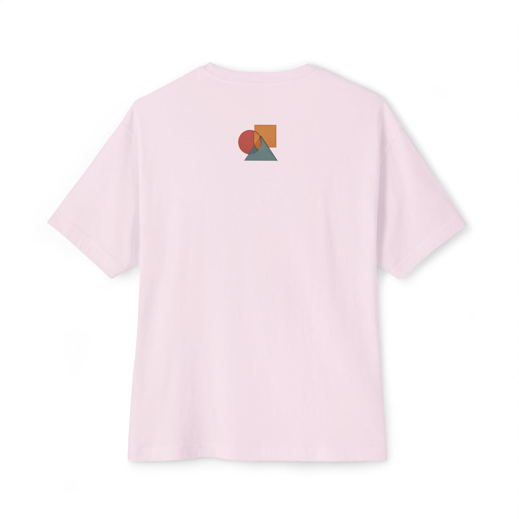 Abstract Geometric Unisex Oversized Boxy Tee, Casual Summer T-Shirt, Gift for Her, Minimalist Graphic Tee, Eco-Friendly Fashion