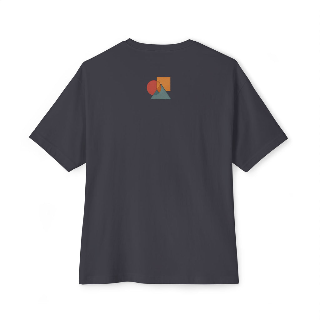 Abstract Geometric Unisex Oversized Boxy Tee, Casual Summer T-Shirt, Gift for Her, Minimalist Graphic Tee, Eco-Friendly Fashion