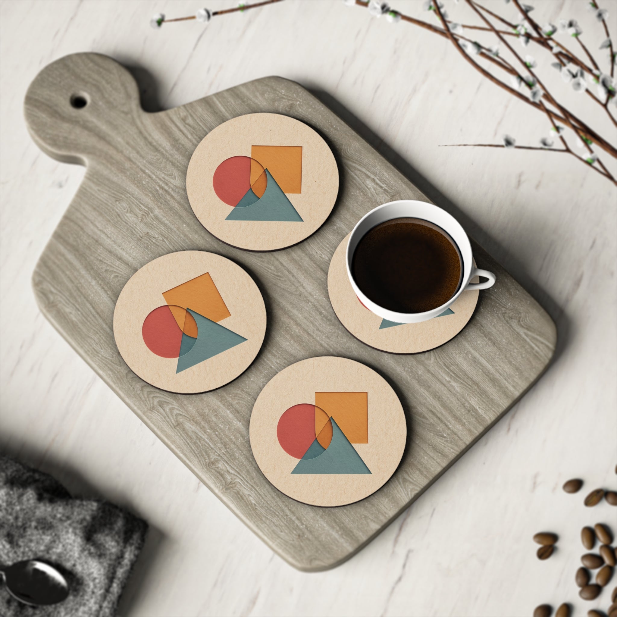 Modern Geometric Coasters for Stylish Home Decor, Unique Housewarming Gift, Artistic Drink Coasters, Minimalist Table Accessories, [...]