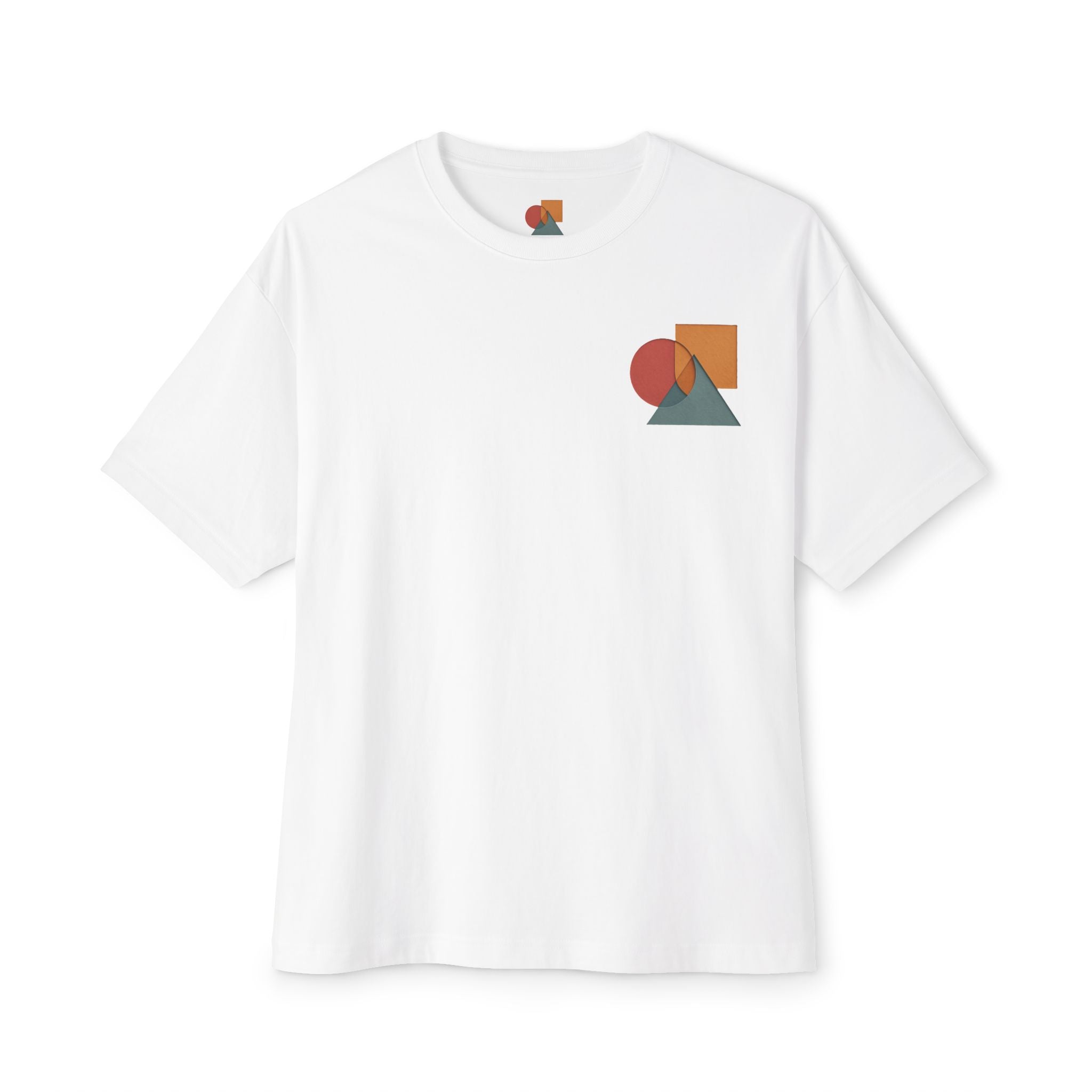 Abstract Geometric Unisex Oversized Boxy Tee, Casual Summer T-Shirt, Gift for Her, Minimalist Graphic Tee, Eco-Friendly Fashion