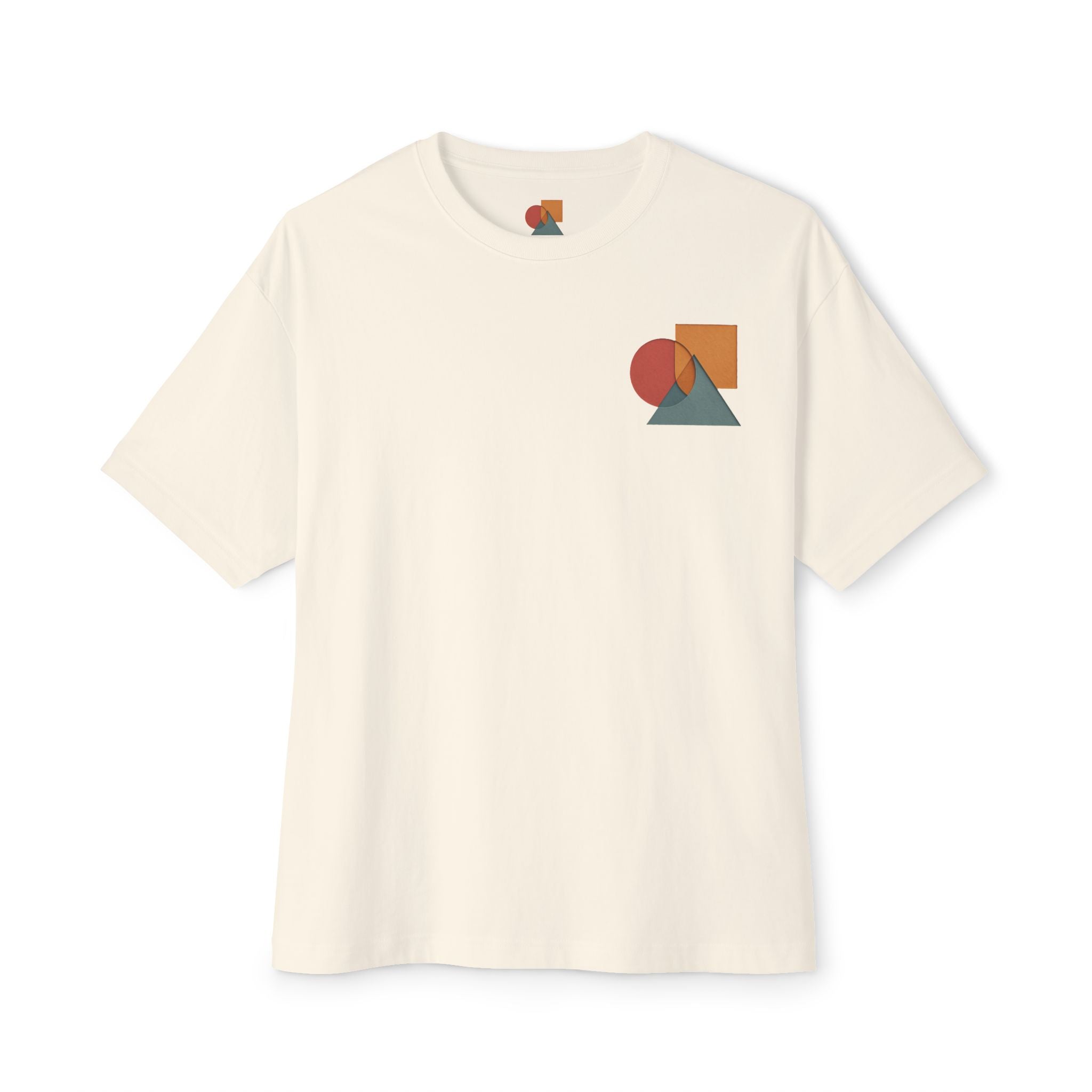 Abstract Geometric Unisex Oversized Boxy Tee, Casual Summer T-Shirt, Gift for Her, Minimalist Graphic Tee, Eco-Friendly Fashion